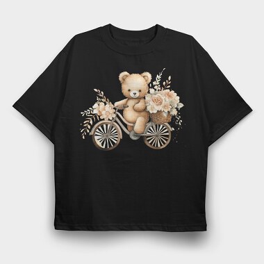 Watercolor Floral Teddy Bear, Tricou Oversize Barbati (Unisex)