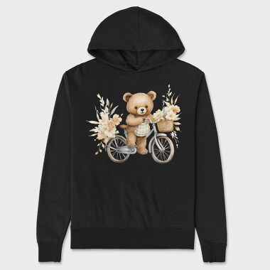 Watercolor Flower Bear, Hanorac Oversize Barbati (Unisex)