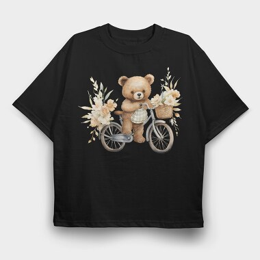 Watercolor Flower Bear, Tricou Oversize Barbati (Unisex)