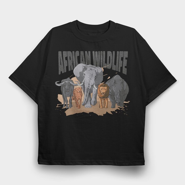 African Wildlife Animals, Tricou Oversize Barbati (Unisex)