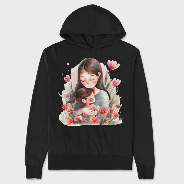 Watercolor Flower Motherhood, Hanorac Oversize Barbati (Unisex)