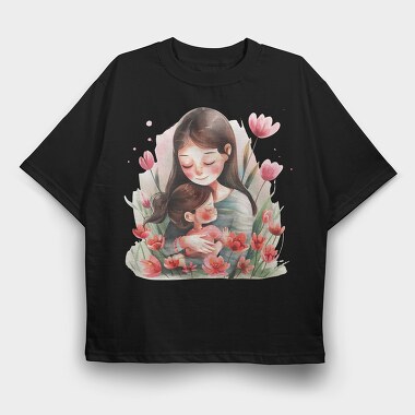 Watercolor Flower Motherhood, Tricou Oversize Barbati (Unisex)
