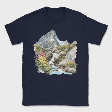 Watercolor Flower Mountain, Tricou Barbati (Unisex)