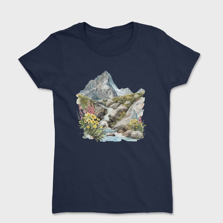 Watercolor Flower Mountain, Tricou Femei