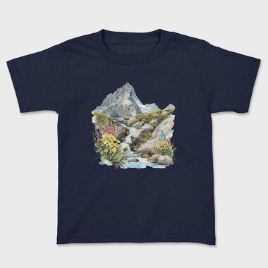 Watercolor Flower Mountain, Tricou Copii