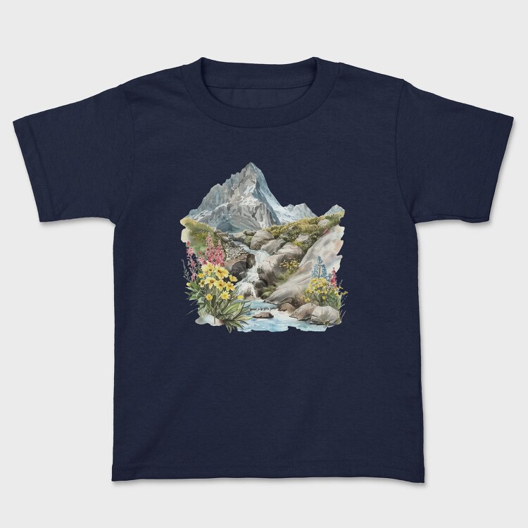 Watercolor Flower Mountain, Tricou Copii