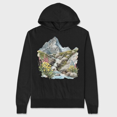 Watercolor Flower Mountain, Hanorac Oversize Barbati (Unisex)
