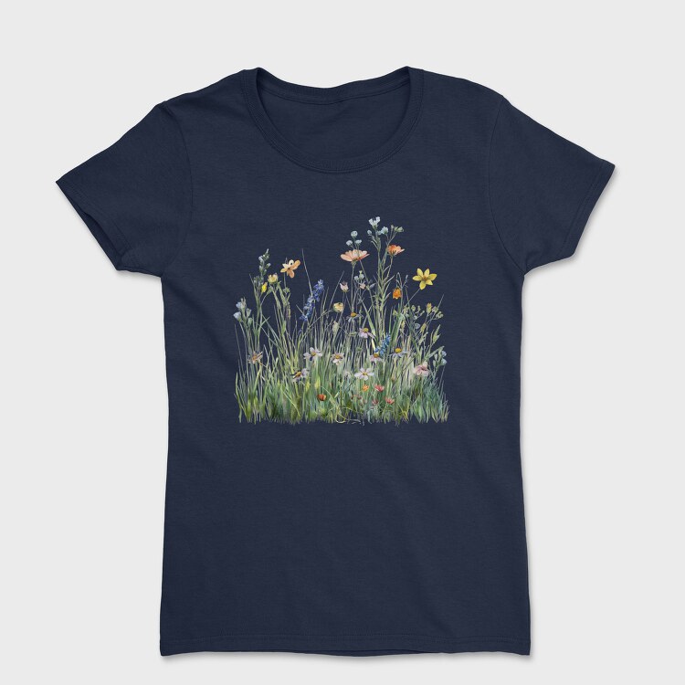 Watercolor Flowers Meadow, Tricou Femei