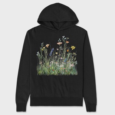 Watercolor Flowers Meadow, Hanorac Oversize Barbati (Unisex)