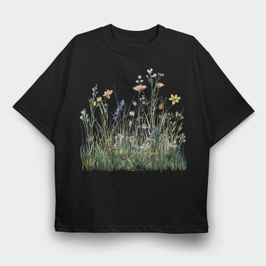 Watercolor Flowers Meadow, Tricou Oversize Barbati (Unisex)