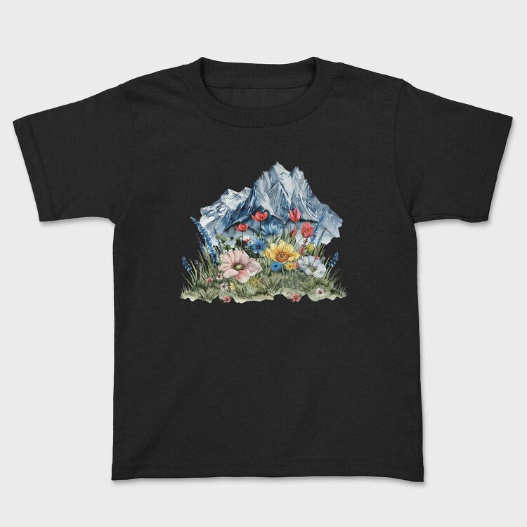 Watercolor Flowers Mountain, Tricou Copii