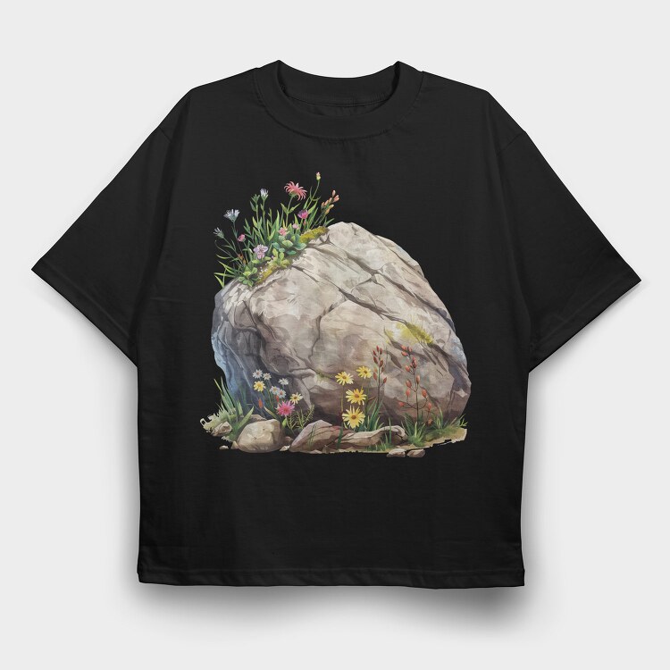 Watercolor Flowers Rock, Tricou Oversize Barbati (Unisex)