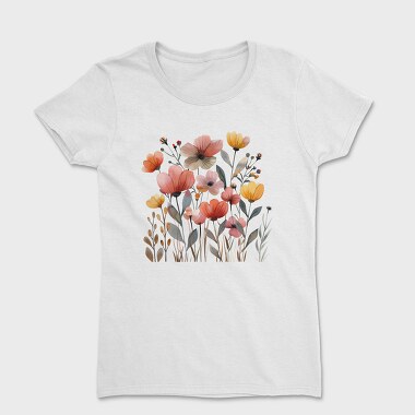 Watercolor Flowers Scandi, Tricou Femei