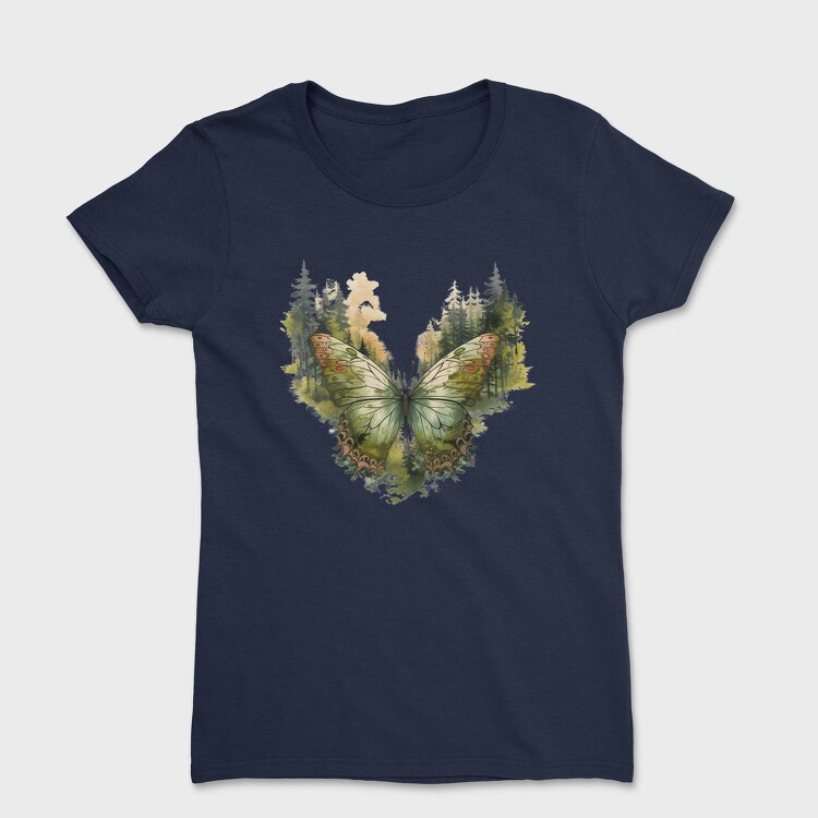 Watercolor Forest Butterfly, Tricou Femei