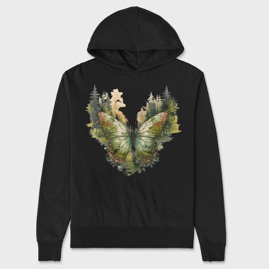 Watercolor Forest Butterfly, Hanorac Oversize Barbati (Unisex)