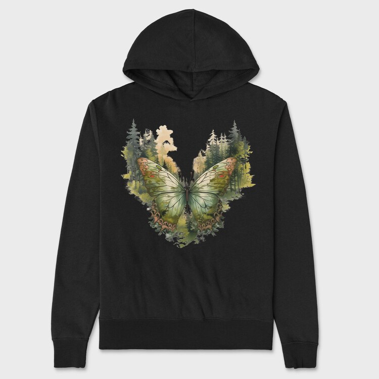 Watercolor Forest Butterfly, Hanorac Oversize Barbati (Unisex)