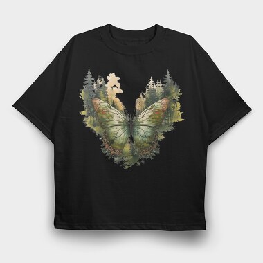 Watercolor Forest Butterfly, Tricou Oversize Barbati (Unisex)