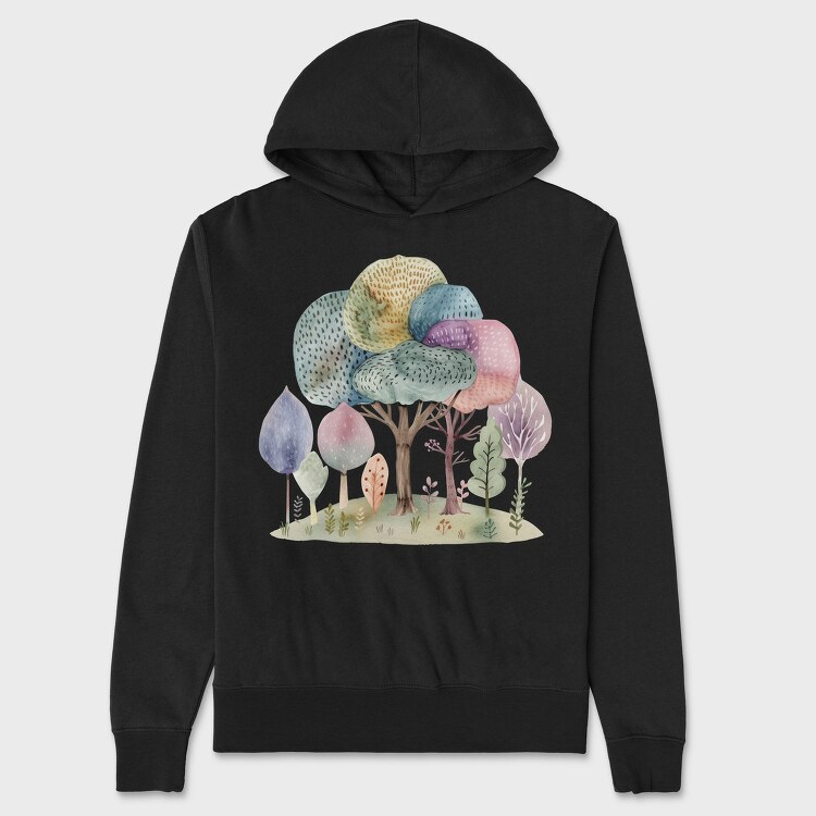 Watercolor Forest Clipart 2, Hanorac Oversize Barbati (Unisex)