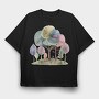 Watercolor Forest Clipart 2, Tricou Oversize Barbati (Unisex)