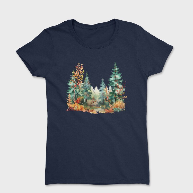 Watercolor Forest Clipart, Tricou Femei