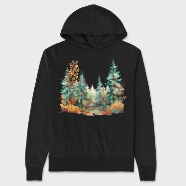 Watercolor Forest Clipart, Hanorac Oversize Barbati (Unisex)