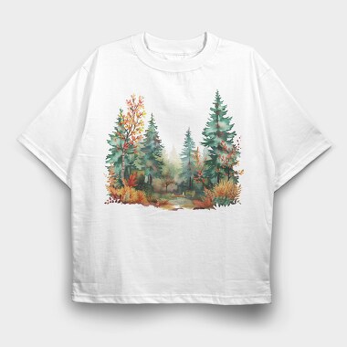 Watercolor Forest Clipart, Tricou Oversize Barbati (Unisex)