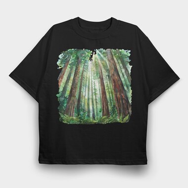 Watercolor Forest Clipp, Tricou Oversize Barbati (Unisex)