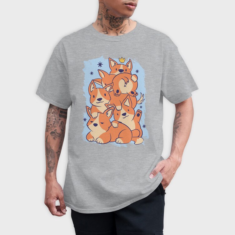 Cute Corgi Dogs Stack Stacked, Tricou Barbati (Unisex)