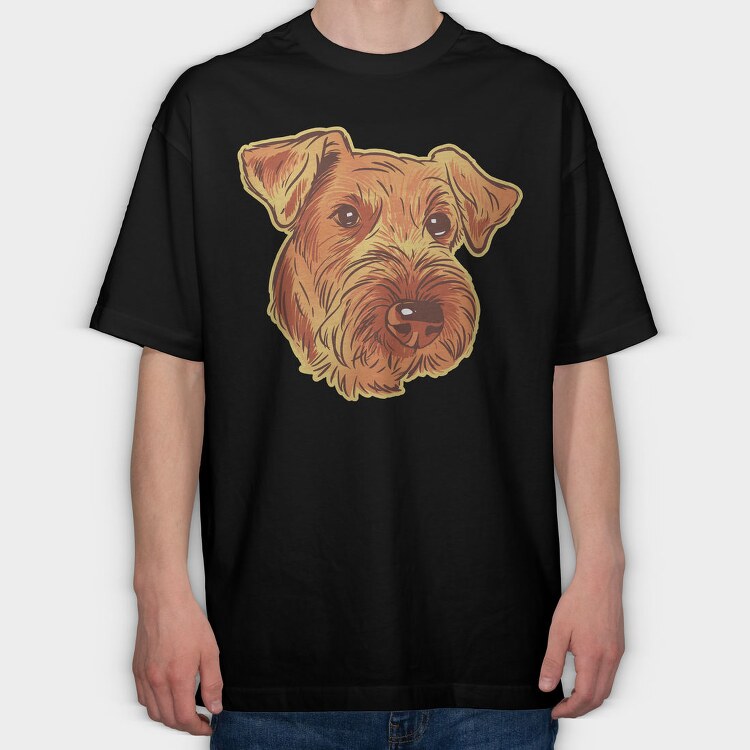 Airedale Terrier Dog, Tricou Oversize Barbati (Unisex)