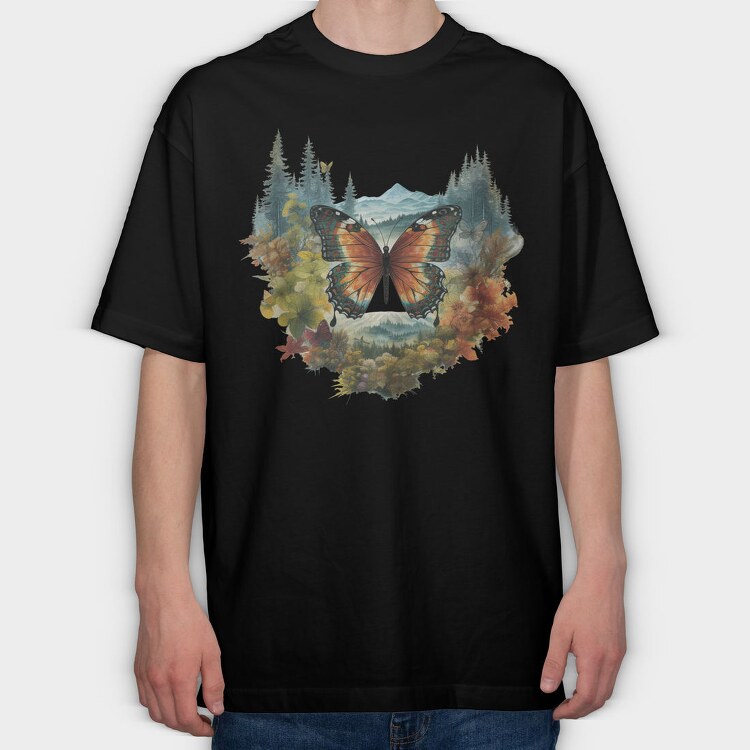 Watercolor Fall Butterfly, Tricou Oversize Barbati (Unisex)