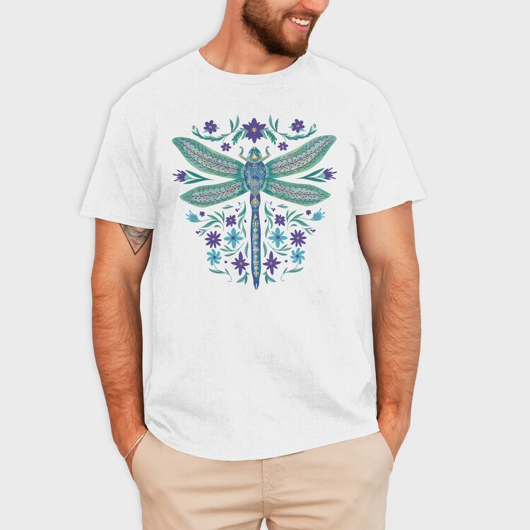 Floral Dragonfly Watercolor, Tricou Barbati (Unisex)
