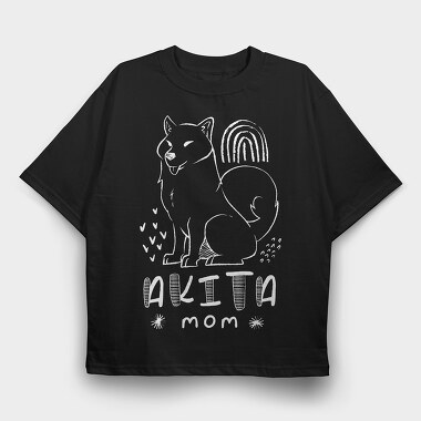 Akita Dog Mom, Tricou Oversize Barbati (Unisex)