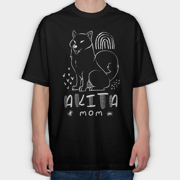 Akita Dog Mom, Tricou Oversize Barbati (Unisex)