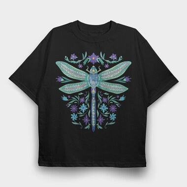 Floral Dragonfly Watercolor, Tricou Oversize Barbati (Unisex)
