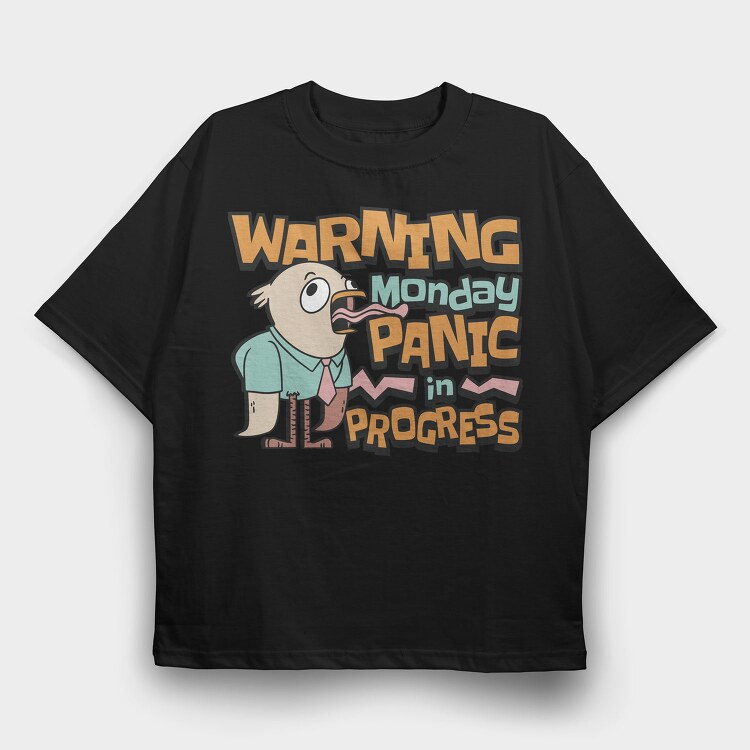 Monday Panic Humorous Chicken, Tricou Oversize Barbati (Unisex)