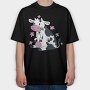 Cute Cow Eating Grass, Tricou Oversize Barbati (Unisex)