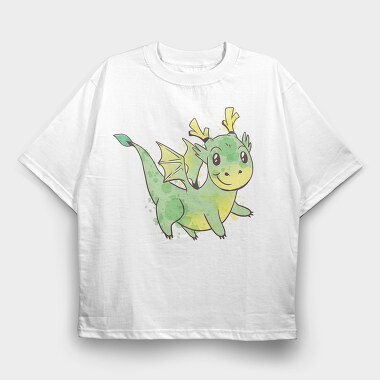 Cute Dragon Watercolor, Tricou Oversize Barbati (Unisex)