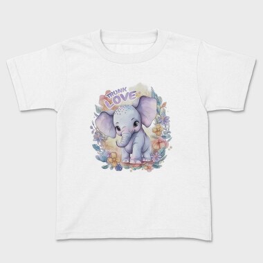 Cute Elephant In Nature Watercolor Tote, Tricou Copii