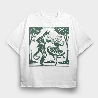 Dancing Foxes Tote, Tricou Oversize Barbati (Unisex)