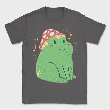 Cute Frog With Mushroom Sitting Cottage Core, Tricou Barbati (Unisex)
