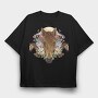 Floral Horses Collage Geometry, Tricou Oversize Barbati (Unisex)