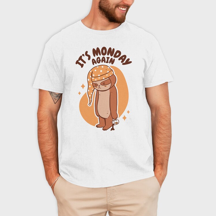 Monday Sloth Cartoon Monday Again, Tricou Barbati (Unisex)