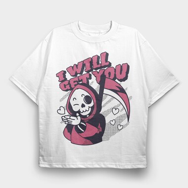 Cute Grim Reaper Halloween Skull, Tricou Oversize Barbati (Unisex)