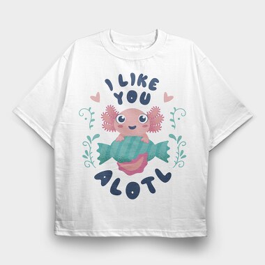 Cute Happy Baby Axolotl, Tricou Oversize Barbati (Unisex)