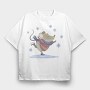 Cute Mouse Skating Mug, Tricou Oversize Barbati (Unisex)
