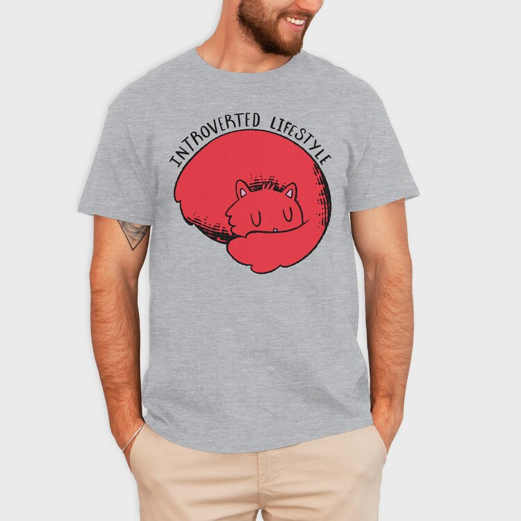 Introverted Cat, Tricou Barbati (Unisex)