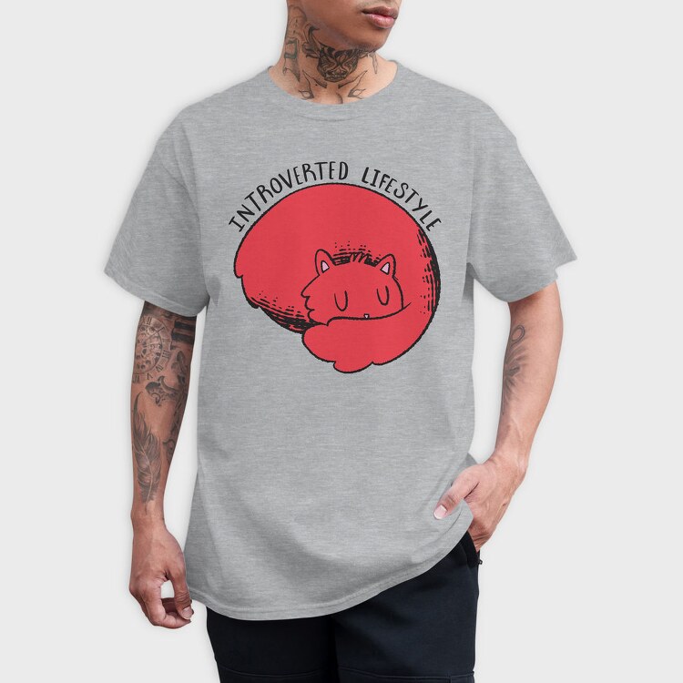 Introverted Cat, Tricou Barbati (Unisex)