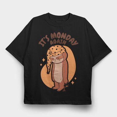 Monday Sloth Cartoon Monday Again, Tricou Oversize Barbati (Unisex)