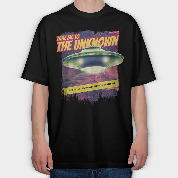 Alien Abduction Magazine Ovnis The Unknown, Tricou Oversize Barbati (Unisex)