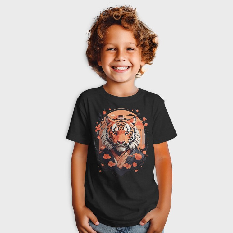 Floral Japanese Tiger Japanesse, Tricou Copii